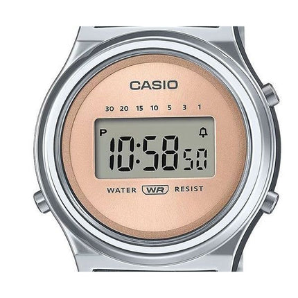 Montre Casio Vintage Digital en acier inoxydable avec cadran en or rose et quartz LA700WE-4A pour femme