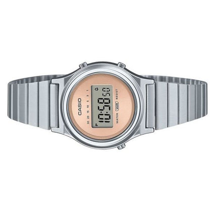 Montre Casio Vintage Digital en acier inoxydable avec cadran en or rose et quartz LA700WE-4A pour femme