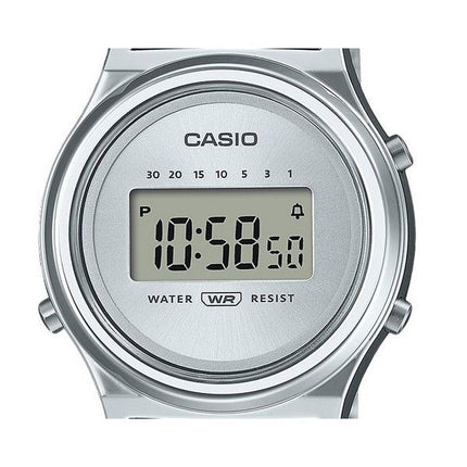 Montre Casio Vintage numérique en acier inoxydable avec cadran argenté et quartz LA700WE-7A pour femme