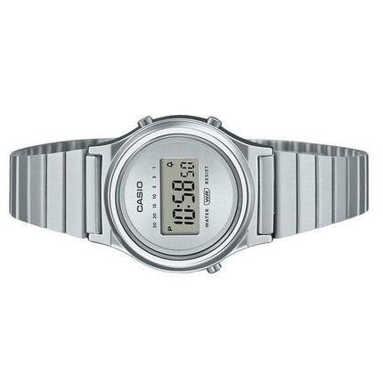 Montre Casio Vintage numérique en acier inoxydable avec cadran argenté et quartz LA700WE-7A pour femme