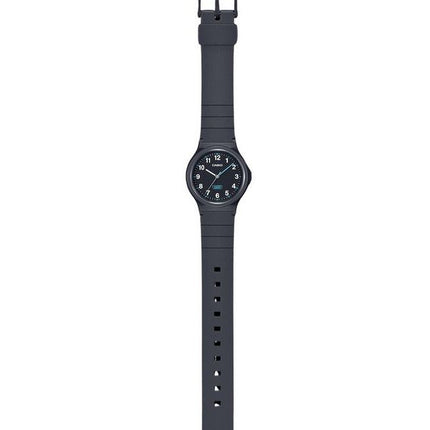 Montre analogique Casio Pop pour femme avec bracelet en résine biosourcée noire et cadran noir à quartz LQ-24B-1B