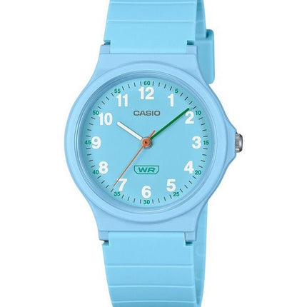 Montre analogique Casio Pop pour femme avec bracelet en résine biosourcée bleu et cadran bleu à quartz LQ-24B-2B
