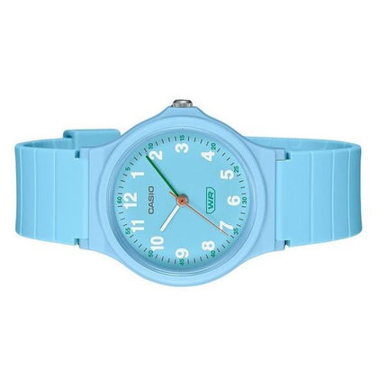 Montre analogique Casio Pop pour femme avec bracelet en résine biosourcée bleu et cadran bleu à quartz LQ-24B-2B