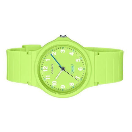 Montre analogique Casio Pop pour femme avec bracelet en résine biosourcée vert citron et cadran vert citron à quartz LQ-24B-3B