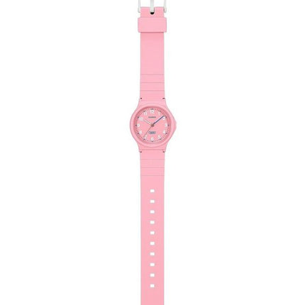 Montre analogique Casio Pop pour femme avec bracelet en résine biosourcée rose et cadran rose à quartz LQ-24B-4B