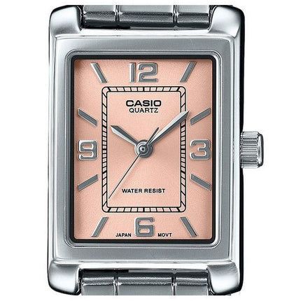 Montre analogique Casio Standard en acier inoxydable avec cadran rose et quartz LTP-1234DD-4A pour femme