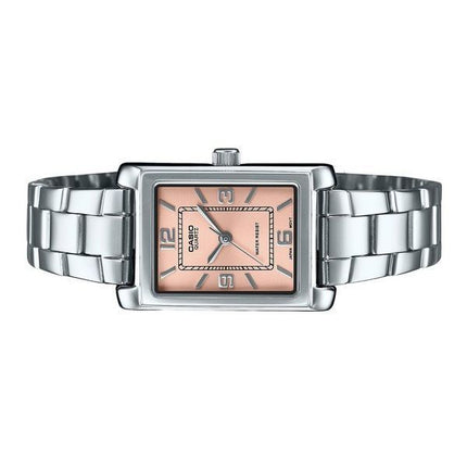 Montre analogique Casio Standard en acier inoxydable avec cadran rose et quartz LTP-1234DD-4A pour femme
