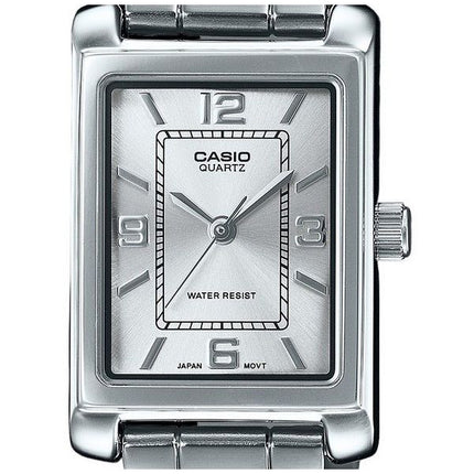 Montre analogique Casio Standard en acier inoxydable avec cadran argenté et quartz LTP-1234DD-7A pour femme
