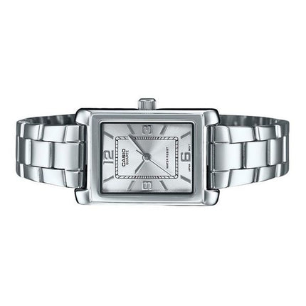 Montre analogique Casio Standard en acier inoxydable avec cadran argenté et quartz LTP-1234DD-7A pour femme