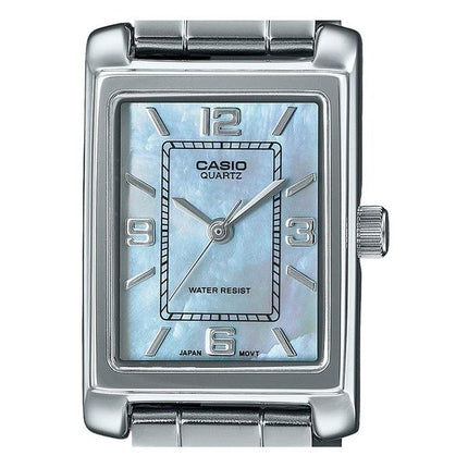 Montre analogique Casio Standard en acier inoxydable avec cadran en nacre et quartz LTP-1234DS-2A pour femme
