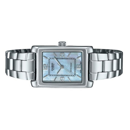 Montre analogique Casio Standard en acier inoxydable avec cadran en nacre et quartz LTP-1234DS-2A pour femme