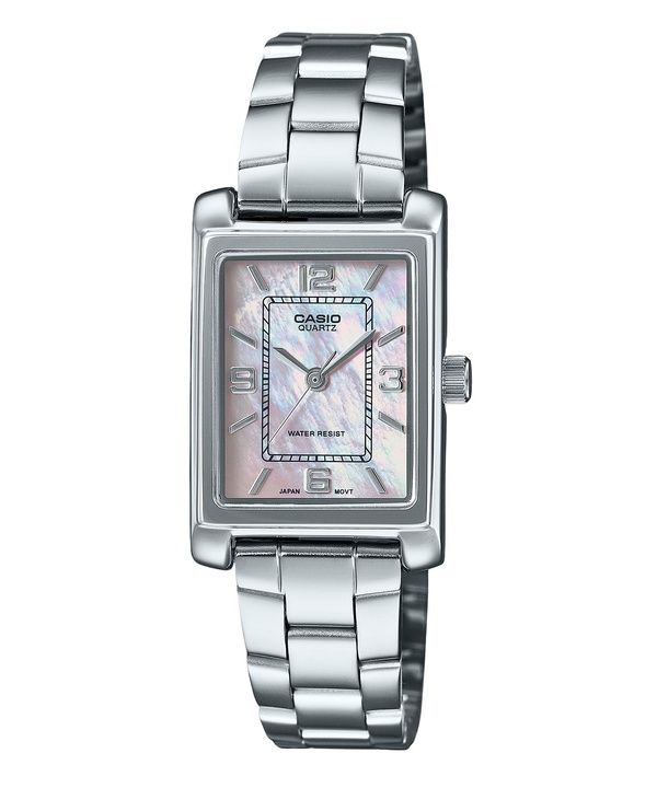 Montre analogique Casio Standard en acier inoxydable avec cadran en nacre et quartz LTP-1234DS-4A pour femme