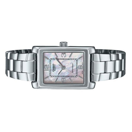 Montre analogique Casio Standard en acier inoxydable avec cadran en nacre et quartz LTP-1234DS-4A pour femme