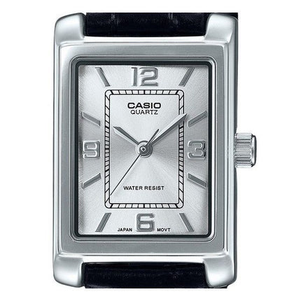 Montre analogique Casio Standard pour femme avec bracelet en cuir et cadran argenté LTP-1234LL-7A