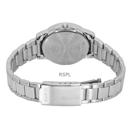 Montre Casio analogique pour femme, cadran noir, acier inoxydable, mouvement à quartz LTP-1303DD-1AV