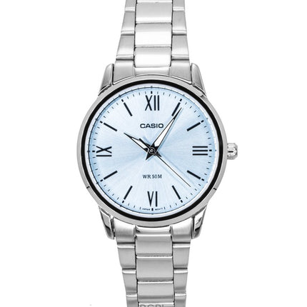 Montre Casio analogique pour femme, cadran bleu menthe, acier inoxydable, mouvement à quartz LTP-1303DD-2AV