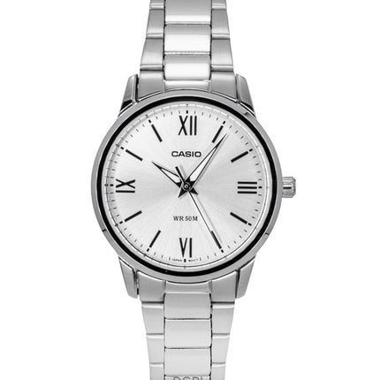 Montre Casio analogique pour femme, cadran argenté, mouvement à quartz, acier inoxydable LTP-1303DD-7AV