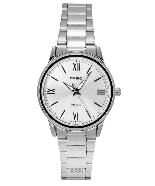 Montre Casio analogique pour femme, cadran argenté, mouvement à quartz, acier inoxydable LTP-1303DD-7AV
