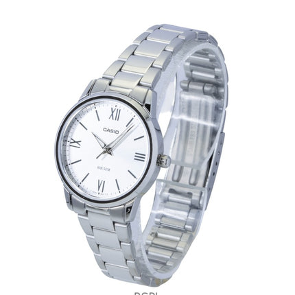 Montre Casio analogique pour femme, cadran argenté, mouvement à quartz, acier inoxydable LTP-1303DD-7AV