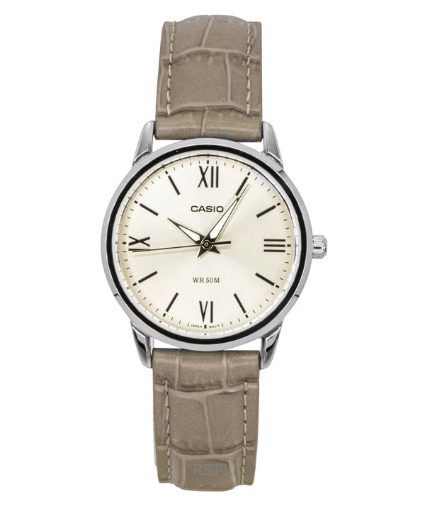 Montre Casio analogique pour femme, bracelet en cuir, cadran doré, mouvement à quartz LTP-1303LL-7AV