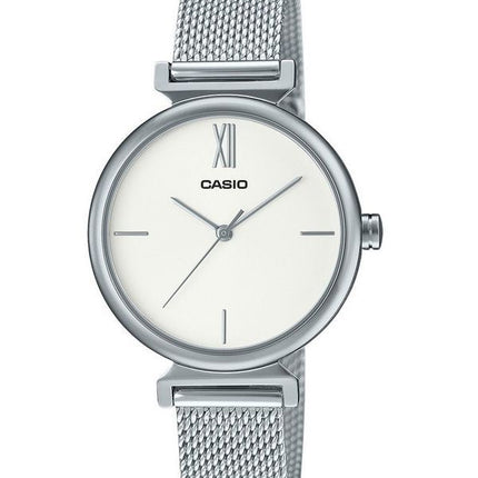 Montre Casio analogique en acier inoxydable avec cadran argenté et quartz LTP-2024VM-7C pour femme avec bracelet