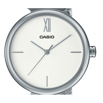 Montre Casio analogique en acier inoxydable avec cadran argenté et quartz LTP-2024VM-7C pour femme avec bracelet