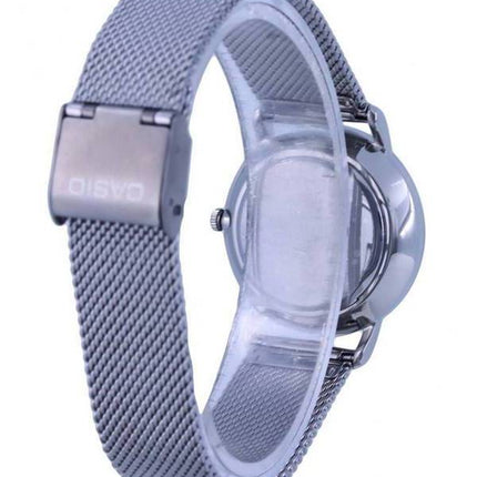 Casio Enticer Acier Inoxydable Maille Cadran Noir Quartz LTP-B110M-1AV LTPB110M-1 Montre Femme