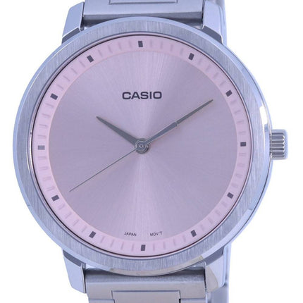 Montre Casio analogique cadran rose en acier inoxydable LTP-B115D-4E LTPB115D-4 pour femme