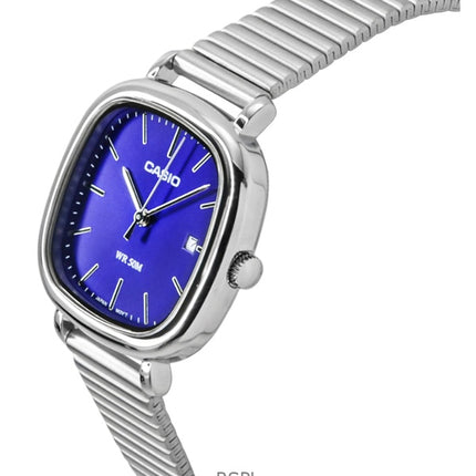 Montre analogique Casio Standard pour femme, acier inoxydable, cadran bleu, quartz, LTP-B166D-2AV