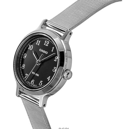 Montre analogique Casio Standard pour femme, acier inoxydable, cadran noir, quartz, LTP-B170D-1BV