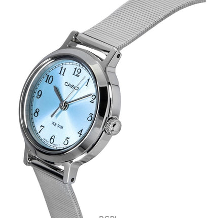 Montre analogique Casio Standard pour femme, acier inoxydable, cadran bleu, quartz, LTP-B170D-2BV