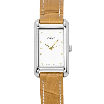 Montre Casio analogique pour femme, bracelet en cuir, cadran argenté, mouvement à quartz LTP-B171L-7A2