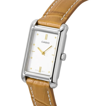 Montre Casio analogique pour femme, bracelet en cuir, cadran argenté, mouvement à quartz LTP-B171L-7A2