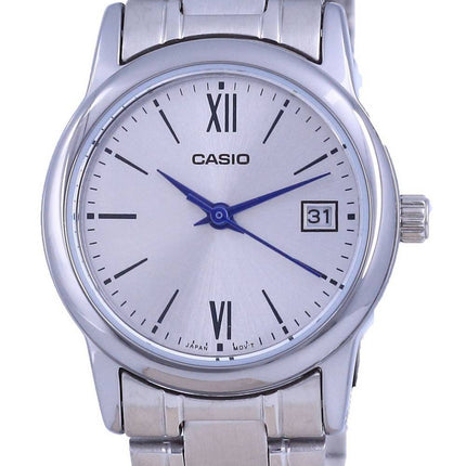 Montre Casio Ã  cadran argentÃ© en acier inoxydable Ã  quartz analogique LTP-V002D-7B3 LTPV002D-7 pour femme
