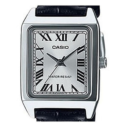 Montre pour femme Casio Standard analogique avec bracelet en cuir et cadran argenté à quartz LTP-V007L-7B1