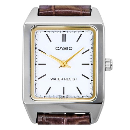 Montre pour femme Casio Standard analogique avec bracelet en cuir et cadran blanc à quartz LTP-V007L-7E2
