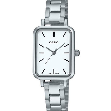 Montre Casio Standard analogique en acier inoxydable avec cadran blanc et quartz LTP-V009D-7E pour femme