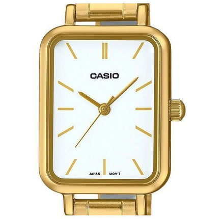 Montre analogique Casio Standard en acier inoxydable doré avec cadran blanc et quartz LTP-V009G-7E pour femme