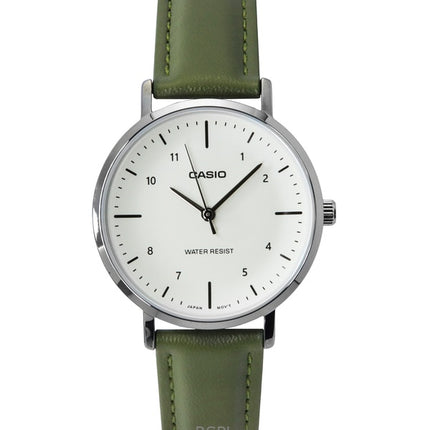 Montre analogique Casio pour femme avec bracelet en cuir et cadran beige LTP-VT03L-3B