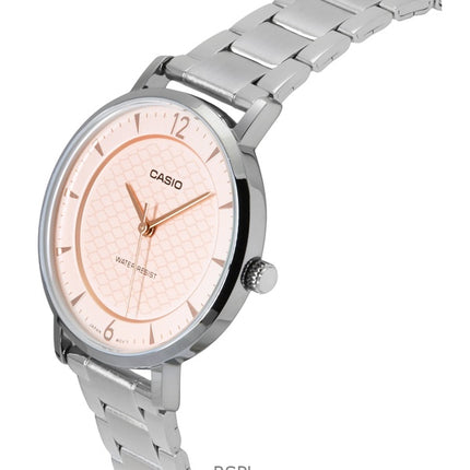 Montre analogique Casio Standard en acier inoxydable avec cadran saumon et quartz LTP-VT04D-4A pour femme