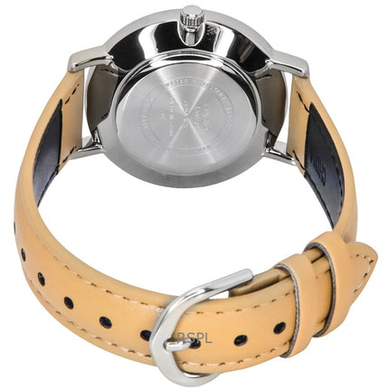 Montre analogique Casio pour femme avec bracelet en cuir et cadran crème LTP-VT04L-7A1