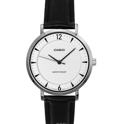 Montre analogique Casio pour femme avec bracelet en cuir et cadran blanc LTP-VT04L-7A2
