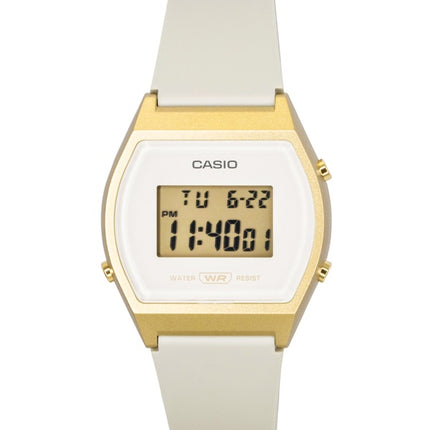 Montre Casio Digital unisexe à quartz, bracelet en résine, cadran crème, LW-204-9A