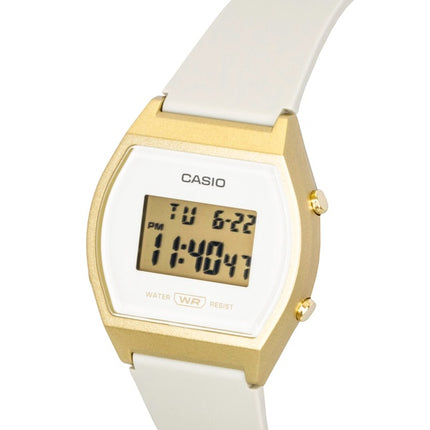 Montre Casio Digital unisexe à quartz, bracelet en résine, cadran crème, LW-204-9A