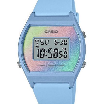 Montre Casio Digital avec bracelet en résine bleue et cadran multicolore à quartz LW-205H-2 pour femme