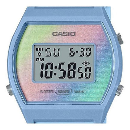 Montre Casio Digital avec bracelet en résine bleue et cadran multicolore à quartz LW-205H-2 pour femme