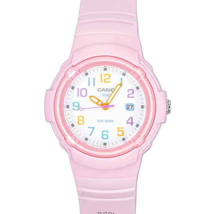 Montre Casio LX-800H-4AV pour femme, analogique, bracelet en résine biosourcée, cadran blanc, mouvement à quartz, étanche à 100 m