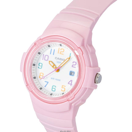 Montre Casio LX-800H-4AV pour femme, analogique, bracelet en résine biosourcée, cadran blanc, mouvement à quartz, étanche à 100 m