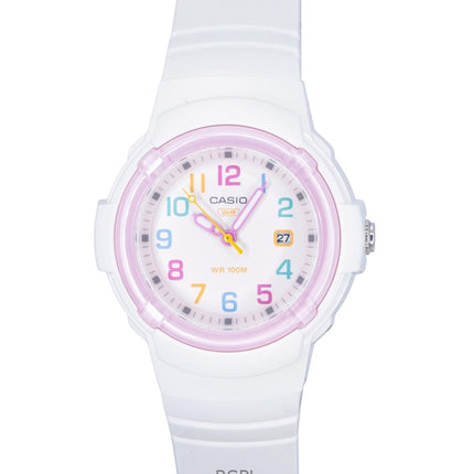 Montre Casio LX-800H-7A1V pour femme, analogique, bracelet en résine biosourcée, cadran blanc, mouvement à quartz, étanche à 100 m
