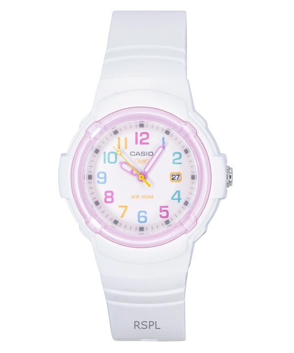 Montre Casio LX-800H-7A1V pour femme, analogique, bracelet en résine biosourcée, cadran blanc, mouvement à quartz, étanche à 100 m